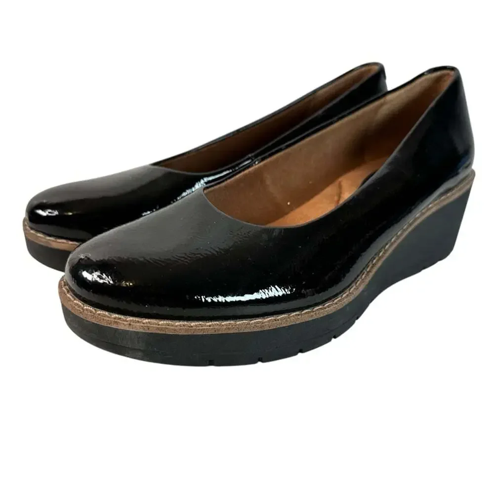 Eurosoft Faella Wedge Pump Size 9 Black Patent Leather Business Career Work